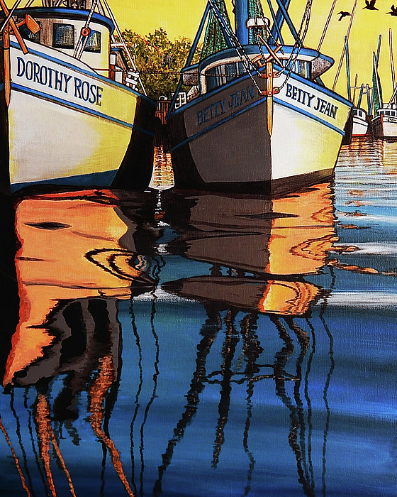 Coastal Net Fishing Darien, GA Painting by Donald Shaw - Pixels