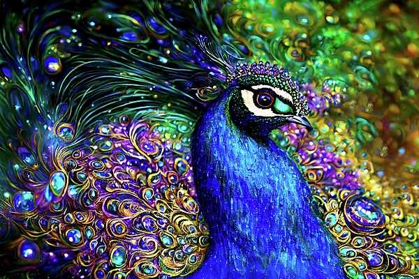 Dazzling Peacock Jigsaw Puzzle by Peggy Collins - Pixels