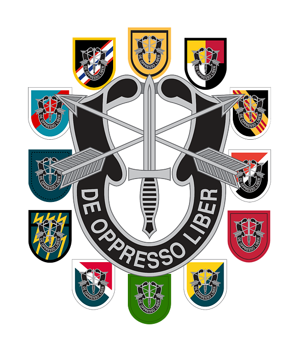 De Oppresso Liber Army Special Forces Groups Beret Flashes T-Shirt for ...
