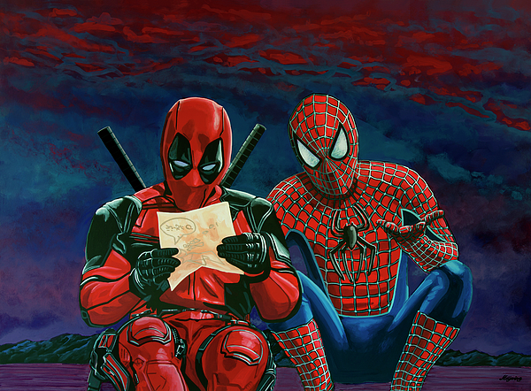 Deadpool and Spiderman Painting Jigsaw Puzzle by Paul Meijering - Pixels