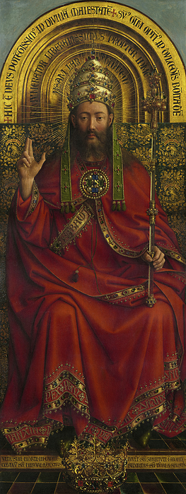 Deity Enthroned, Christ, The Ghent Altarpiece Greeting Card by Jan van Eyck