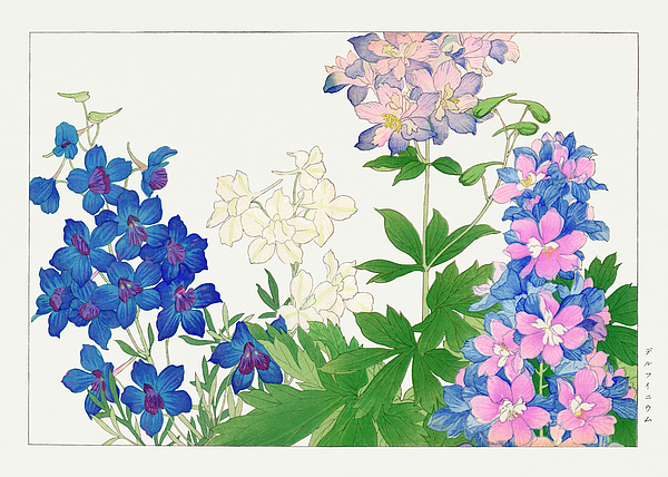 Blue Vintage Japanese Floral Wall Mural