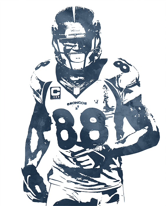 Demaryius Thomas Denver Broncos Watercolor Strokes Pixel Art 500 Long  Sleeve T-Shirt by Joe Hamilton - Pixels