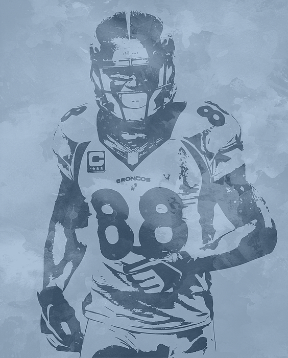 Demaryius Thomas DENVER BRONCOS PIXEL ART Mixed Media by Joe Hamilton -  Pixels