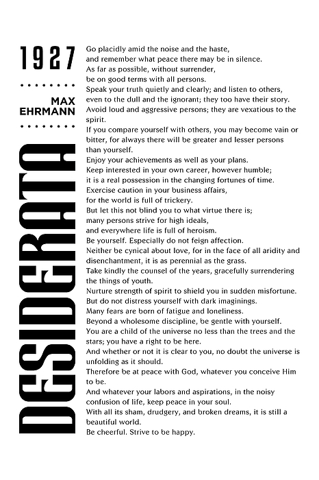 Desiderata Desiderata Poem by Max Ehrmann 1927 Poster Print 