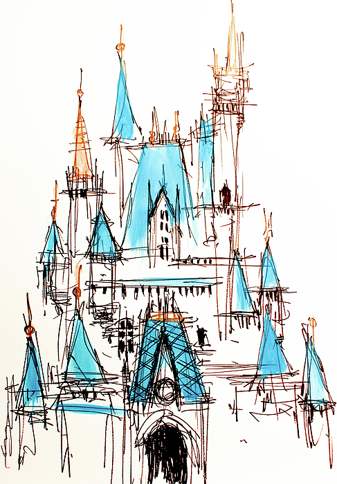 Disney Cinderella Castle Sketch Spiral Notebook by Jason Nicholas Pixels