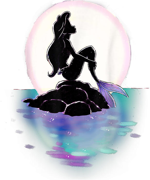 the little mermaid silhouette on rock