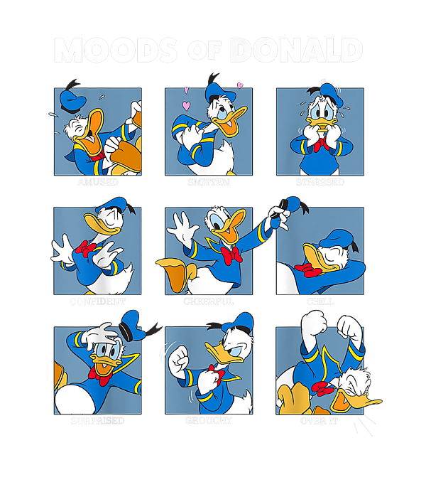 Disney Mickey And Friends Moods Of Donald Duck T-Shirt by Shia