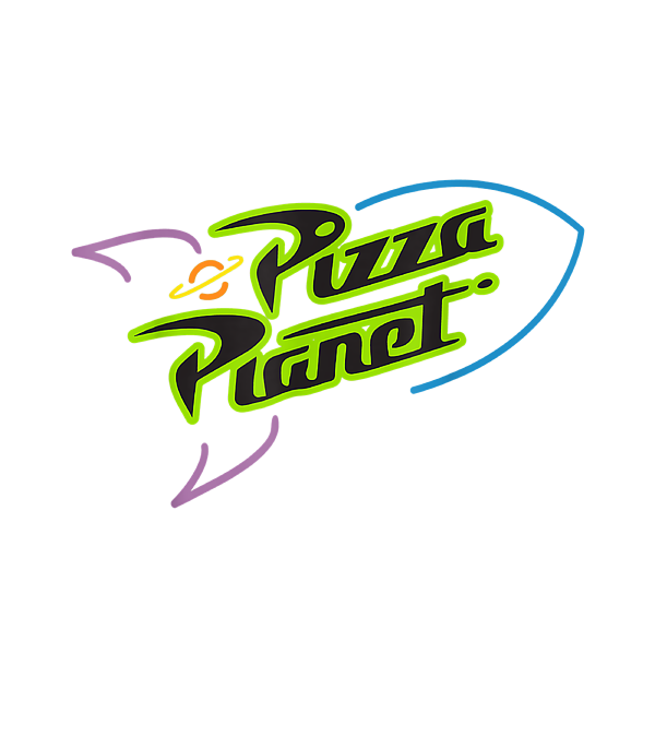 Disney Pixar Toy Story Pizza Planet Rocket Ship Neon Camiseta 