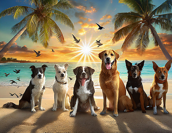 TJ Baccari - Dogs on a Beach