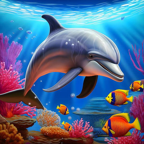Lozzerly Designs - Dolphin Among the Corals