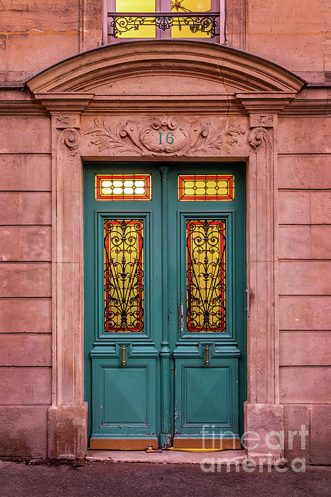 Delphimages Photo Creations - Door with colorful stained glass in Paris