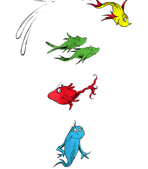 Dr Seuss One Fish Two Fish Red Fish Blue Fish chri Kids T-Shirt
