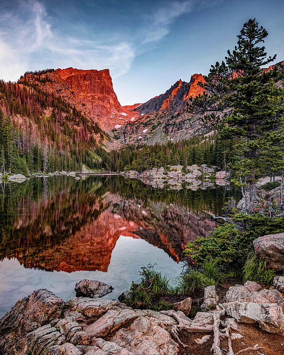 Colorado Mountains, Dream outlet Lake Sunrise, Rocky Mountain National Park, Hallets Peak, Mountain Landscape, Mountain Peak Art, Estes Park Print