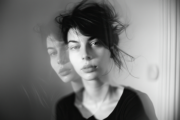 Matthias Hauser - Dreamy Woman Portrait Black and White 01