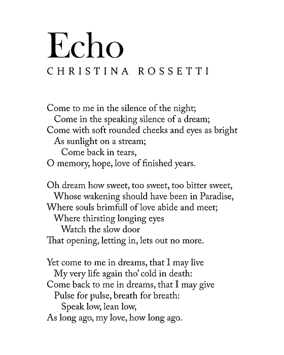 Echo - Christina Rossetti Poem - Literature - Typography Print 1 Greeting  Card By Studio Grafiikka
