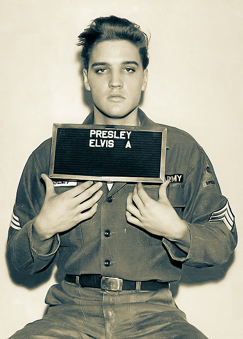 Online Wholesale Shop Men's Elvis Presley Army Mug Shot Rock 'n' Roll T