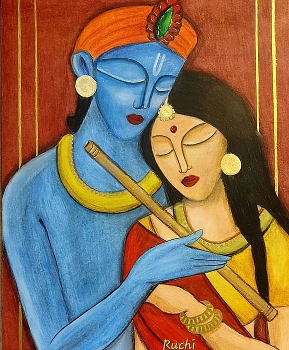 pastel colours drawing/Radha Krishna painting/Modern Art painting/part-2 -  YouTube