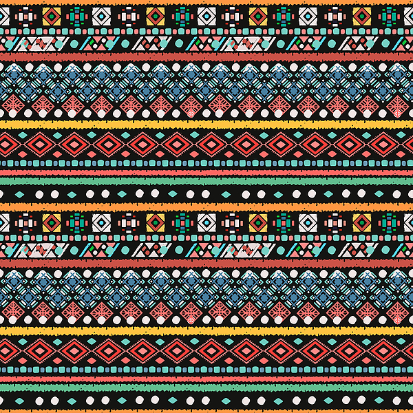 Boho style seamless wallpaper with fantasy ethnic motifs, animal
