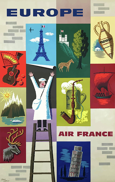 Retro Graphics - Europe Icons of the European Countries Vintage Travel Poster by Jean Carlu
