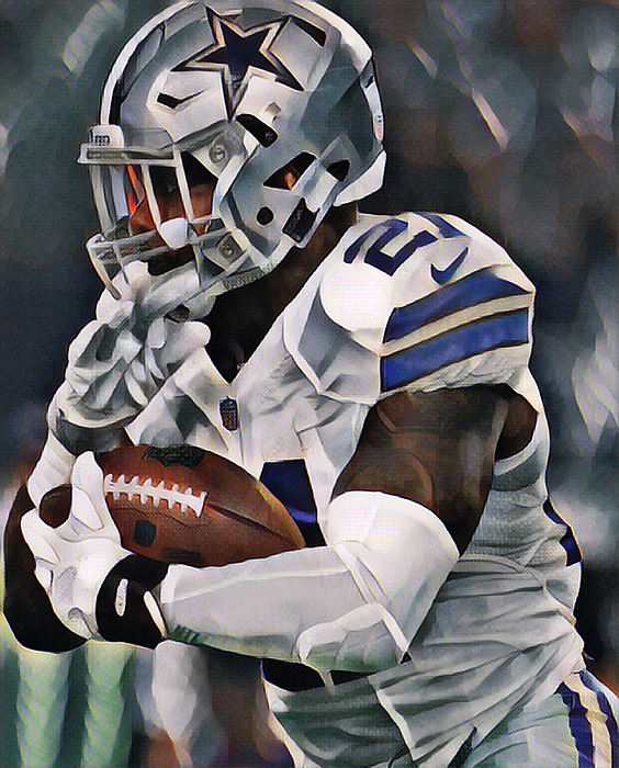 Ezekiel Elliott Dallas Cowboys Oil Painting 2 Greeting Card by Joe Hamilton