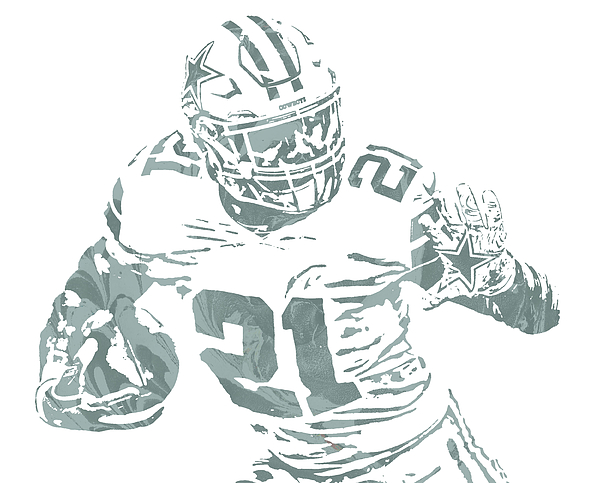 Ezekiel Elliott DALLAS COWBOYS PIXEL ART 6 Mixed Media by Joe Hamilton -  Pixels