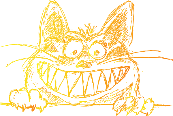 Fantasy Scary Smiling Cat Face Smile Spooky Cat Drawing Hand Drawn