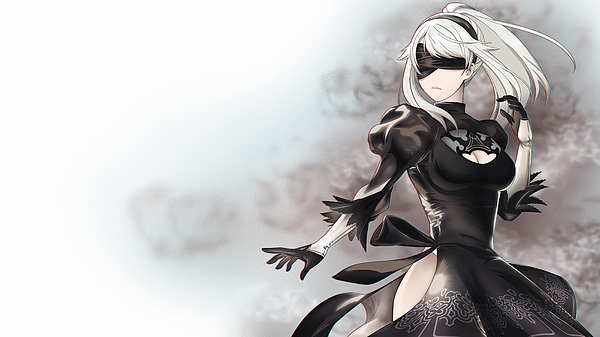 Female Anime Character Wearing Black Dress Graphic Wallpaper 2b Nier Automata Design Artwork Coffee Mug For Sale By My Wall Rules