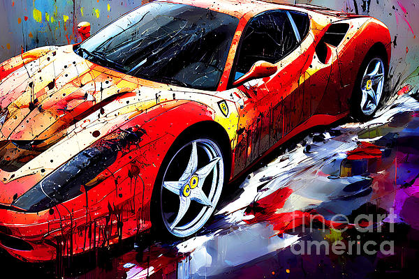 Ferrari Italian Sportscar In Modern Art 20221124b Sticker by Wingsdomain  Art and Photography - Fine Art America