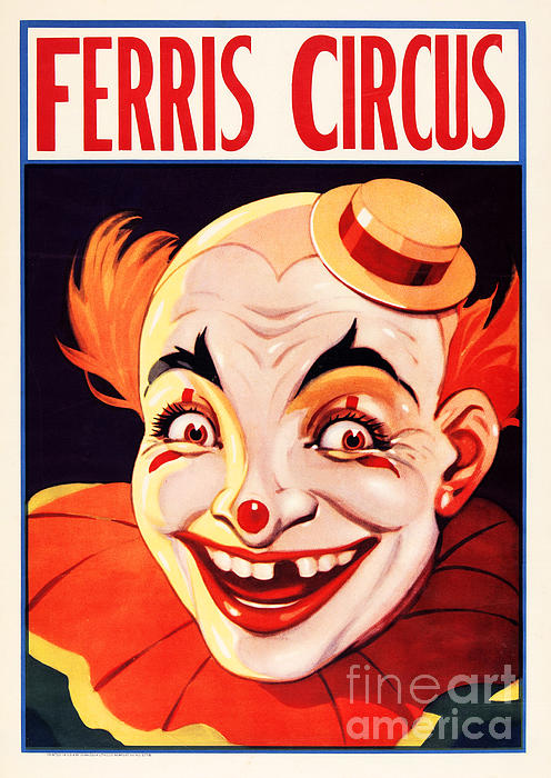 FERRIS CIRCUS Clown Vintage Advertisement Poster Onesie by Retro