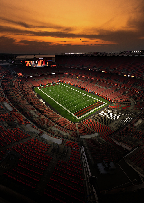 aerial view above Cleveland Browns Stadium Ohio, Aerial Archives