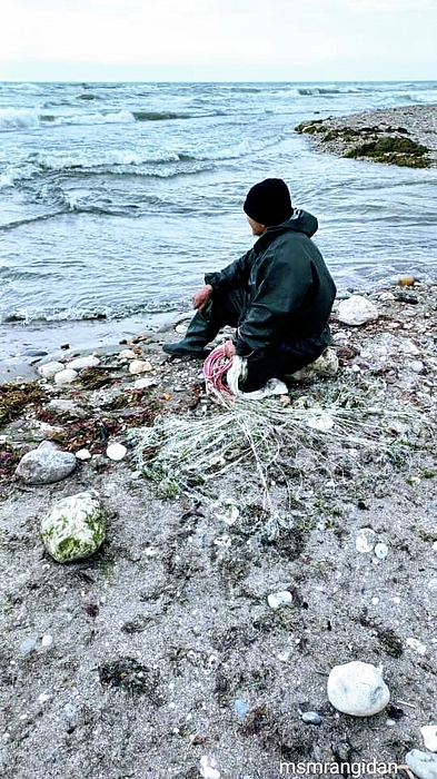 Nader Rangidan - Fisherman With Net And Sea