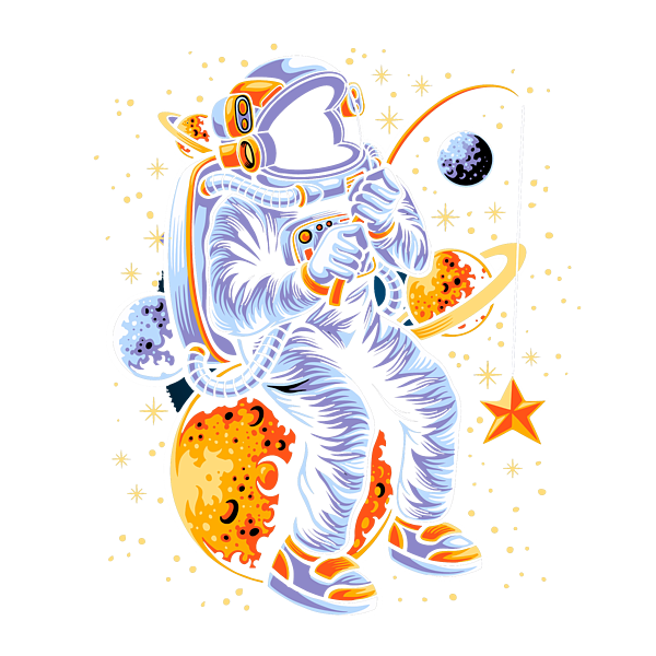 Astronaut In Spacesuit Yoga Gestures Han, Painting by Tony Rubino