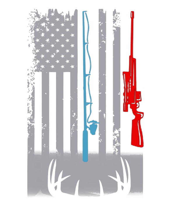 Fishing Rod Hunting Rifle American Flag TShirt Shower Curtain by Julie  Hurst - Pixels