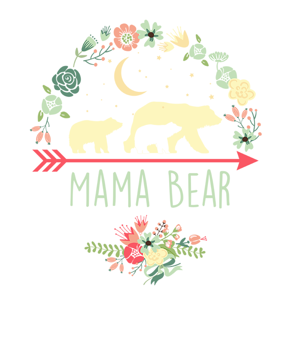 Floral Mama Bear with 2 Cubs Ornament by Kaleej Kanin - Pixels