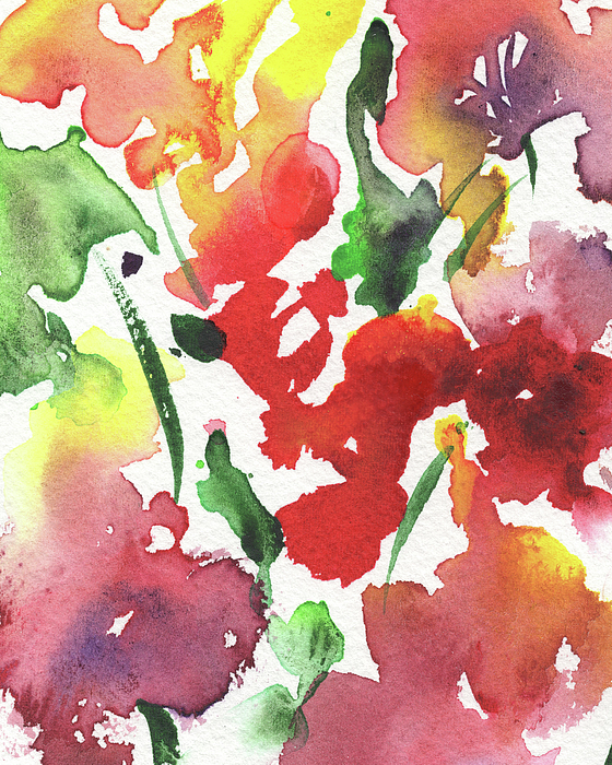 Irina Sztukowski - Floral Watercolor Vivid Bright Abstract Flowers Color Garden Splash I