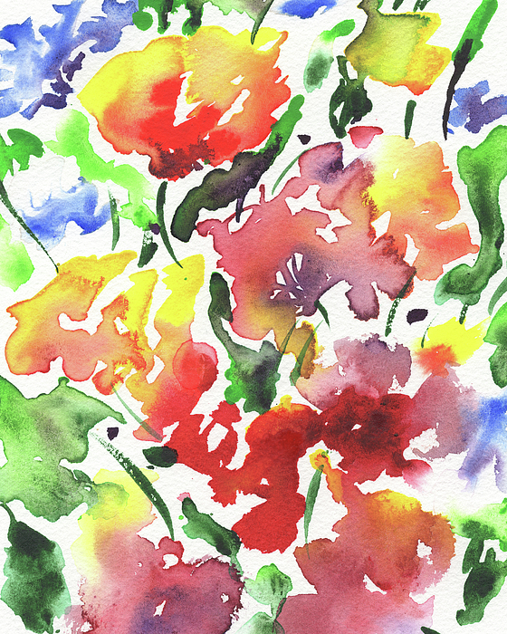 Irina Sztukowski - Floral Watercolor Vivid Bright Abstract Flowers Color Garden Splash II