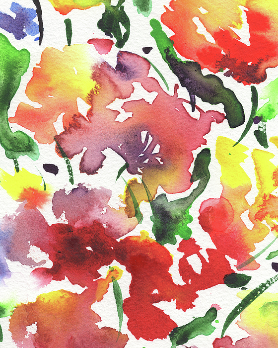 Irina Sztukowski - Floral Watercolor Vivid Bright Abstract Flowers Color Garden Splash III