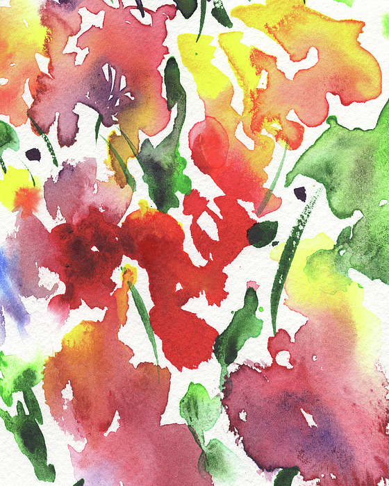 Irina Sztukowski - Floral Watercolor Vivid Bright Abstract Flowers Color Garden Splash IV