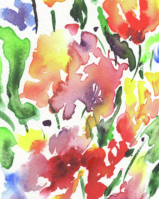 Irina Sztukowski - Floral Watercolor Vivid Bright Abstract Flowers Color Garden Splash V