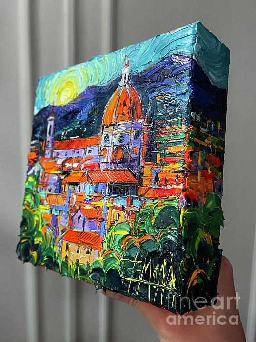 FLORENCE ABSTRACT ROOFTOPS MINIATURE palette knife oil painting Mona  Edulesco Painting by Mona Edulesco - Fine Art America