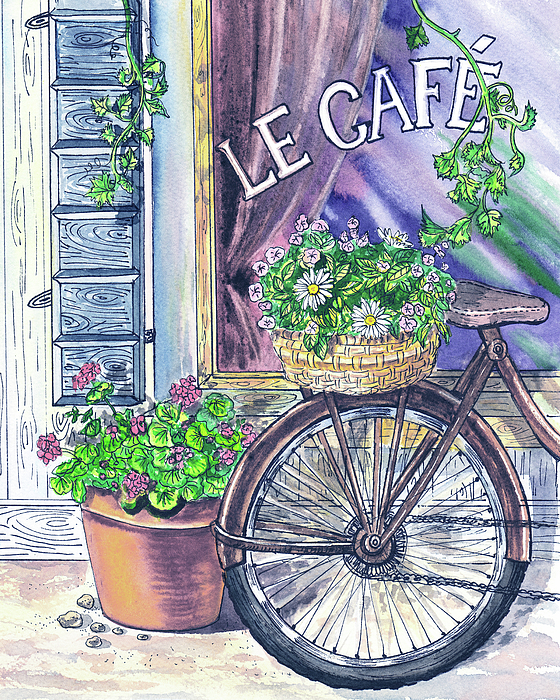Irina Sztukowski - Flowers Basket Bicycle Near Window Cafe 