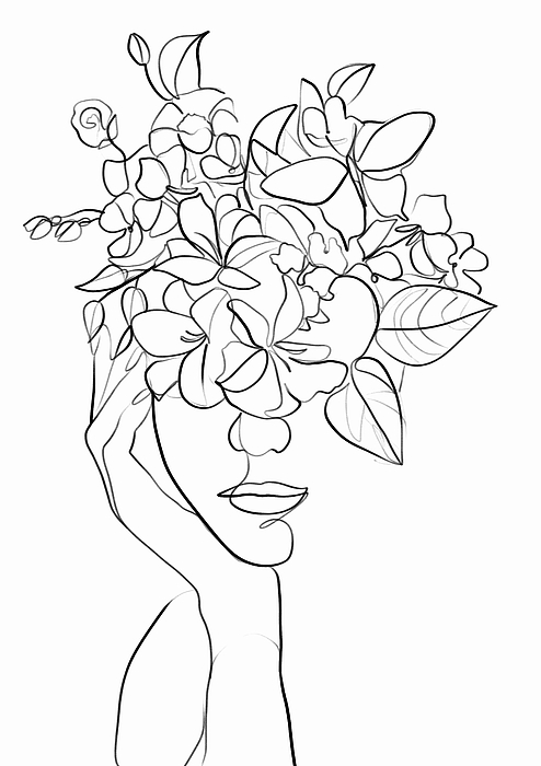 Floral one line drawing - Rose Tote Bag