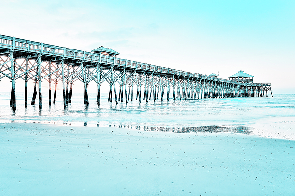Steve Rich - Folly Beach Pier - Wooden Guardian - Washed Teal 2