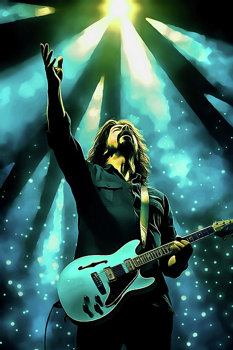 Dave Grohl Foo Fighters Art Walk Mixed Media by The Rocker Chic - Pixels