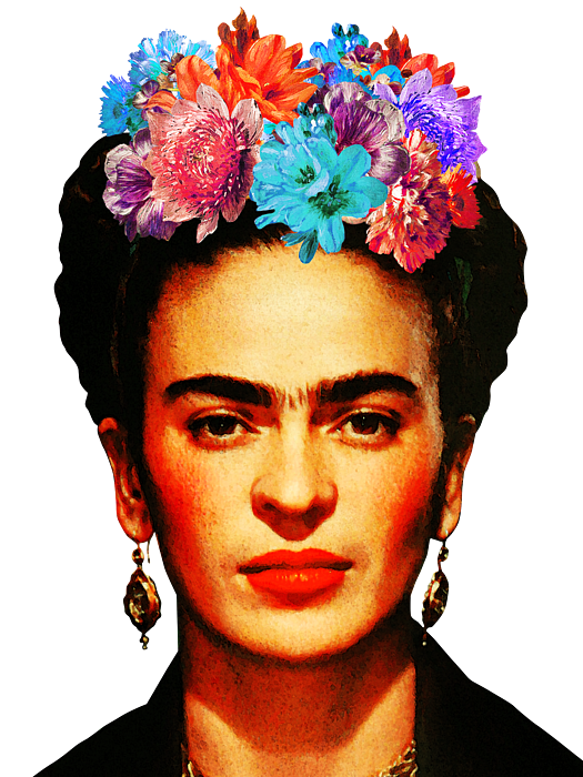 Frida Kahlo colorful flowers Sticker by Mihaela Pater - Pixels