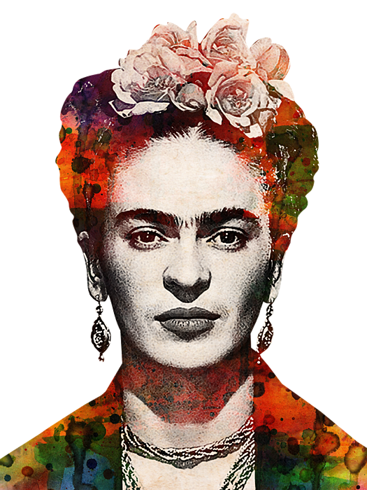 Frida Kahlo colorful watercolor portrait no background T-Shirt for Sale ...