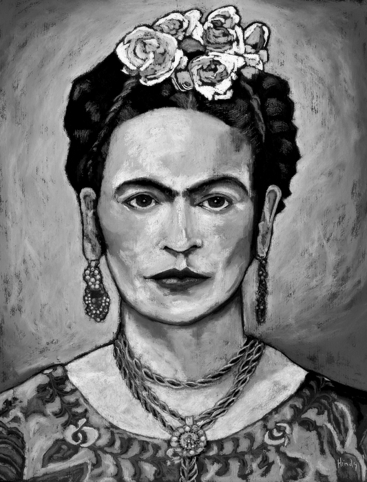 Frida Kahlo Portrait - Black and White Greeting Card by David Hinds