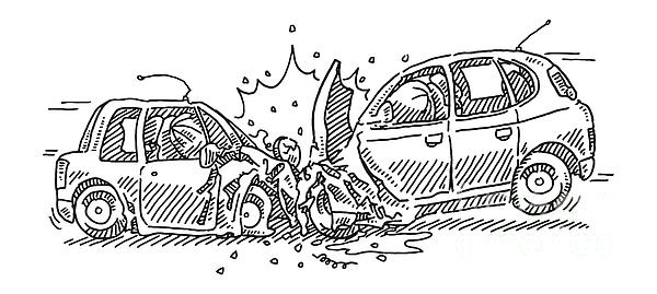 Frontal Crash Car Accident Drawing Coffee Mug by Frank Ramspott - Fine Art  America