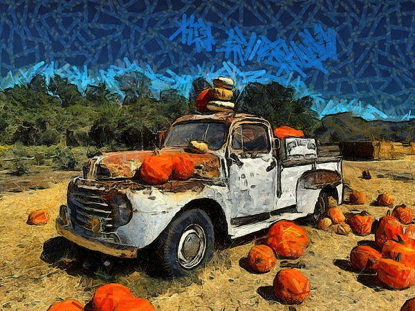 Funky Pumpkin Truck Avila Barn full Bath Towel by Floyd Snyder